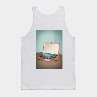 Vintage Turntable With Vinyl Record Illustration Tank Top